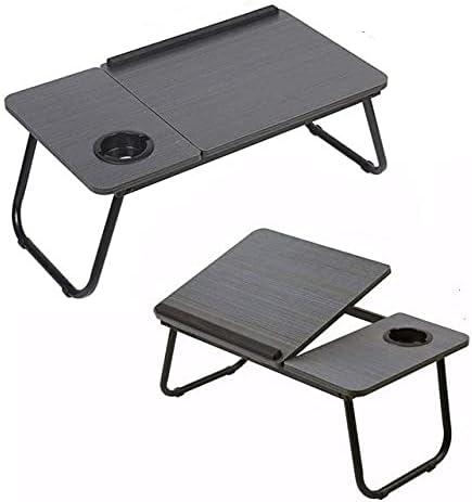 Folding Laptop Desk for Bed Portable Computer Tray for Sofa Table for Writing 4 Angles Adjustable Laptop Table with Cup Holder (01)