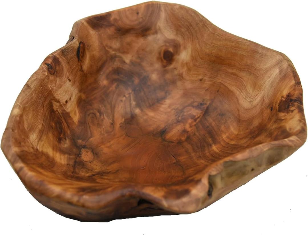 Creative Wood Bowl Root Carved Bowl Handmade Natural Real Wood Candy Serving Bowl (12"-14")