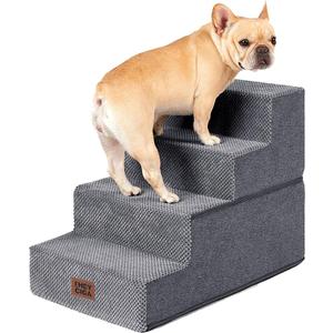 EHEYCIGA Dog Stairs for Bed 18" H, 4-Step Dog Steps for High Bed, Pet Steps for Small Dogs and Cats, Non-Slip Balanced Pet Ramp Indoor, Grey