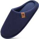 ONCAI Men's House Slippers, Cushion Memory Foam Shake Fleece and Man House Shoes with Faux Fur Lining and Indoor Outdoor Rubber Soles US Size 9