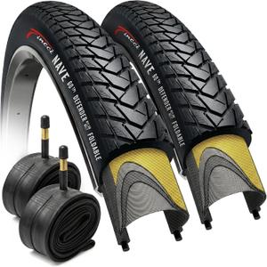 Fincci Gravel 700x35c Bike Tire with 2X Inner Tubes - Pair Foldable 700c Bike Tires, 37-622 with Nylon Puncture Protection 1mm - for Electric, Road, Folding, Hybrid Bikes, 60 TPI