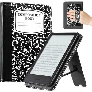 CoBak Case for 6" E-Reader - PU Leather Smart Cover with Auto Sleep/Wake & Hand Strap, not Compatible with Kobo Clara,Blackfolio