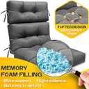 MAGIC ELEPHANT High Back Chair Cushion, Indoor Outdoor Memory Foam Chair Cushion with Ties for Adirondack and Rocking Chair, Waterproof Replacement Patio Cushion for Chair (Grey)