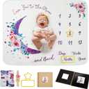 Baby Monthly Milestone Blanket, 51"x40" Newborns Month Blanket Gift for Baby Shower, Soft Plush Photo Prop Blanket for Boy&Girl, Newborn Unisex Blankets with Months