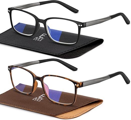EASY READ 2 Pairs TR90 Bifocal Reading Glasses for Men,Rectangular Sport Blue Light Blocking Readers with Spring Hinge(Magnification 2.75,Black/Tortoise)