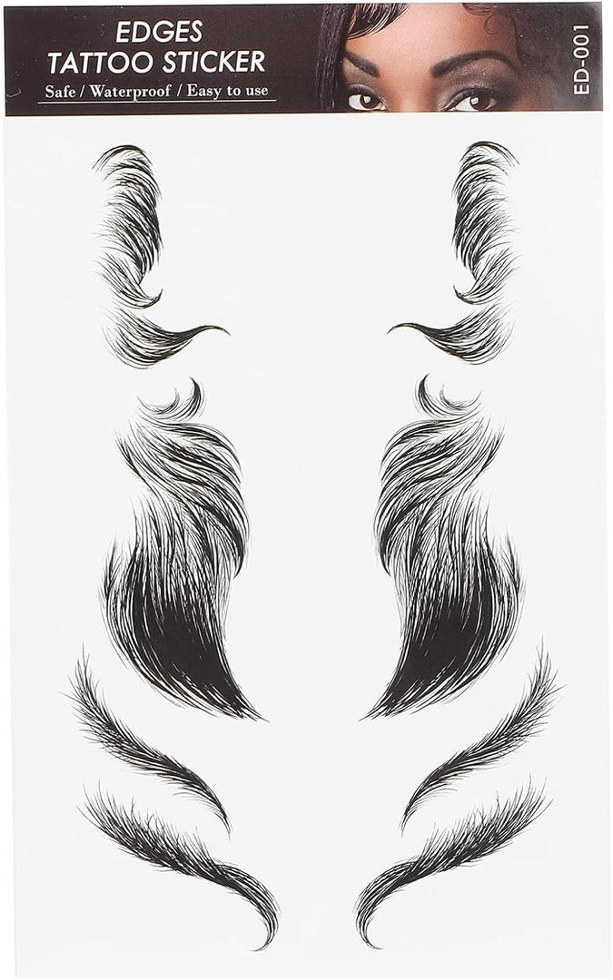 Hair Edges Stickers Fashion Temporary Tattoos Edges for Hair DIY Long Lasting Fake Hairline Sticker for Women Girls(ED-01), Pack Of 15