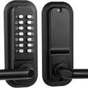 Outdoor Keyless Lock with Adjustable Deadlatch 2-3/8'' and 2-3/4'',Mechanical Combination Door Lock with Keypad, Sunscreen Waterproof Keyless Gate Locks for Outdoor Fence with Handle (Black)