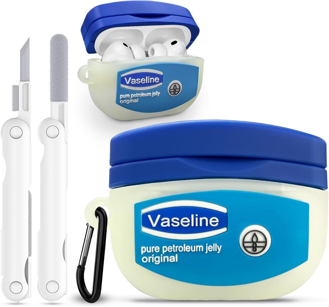 for AirPods Pro 3 Case 2025 with Cleaner Kit,Cute Cartoon Kawaii Funny Apple Airpods Pro 3rd Generation Case Silicone Protective Cover for AirPods Pro 3 Cover with Keychain for Women Boys (Blue/ White)