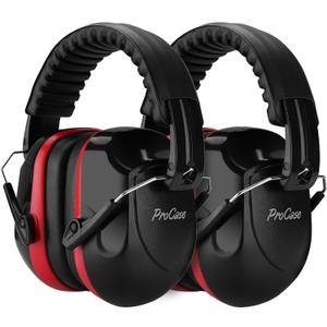 ProCase Noise Reduction Ear Muffs, Sound Proof Ear Protection, NRR 28dB Noise Cancelling Headphones for Adults Kids Autism, Hearing Protection for Mowing -2 Packs, Red