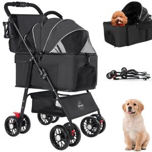 Roodo 
3 in 1 Pet Dog Stroller for Small Medium Dogs 10-50 lbs, Foldable Cat-Strollers for 2-Cats with Removable Carrier, Pet-Strollers for Cats with Storage Bag, Small Puppy-Stroller, Dog-Cart (Black)
Dog carriage