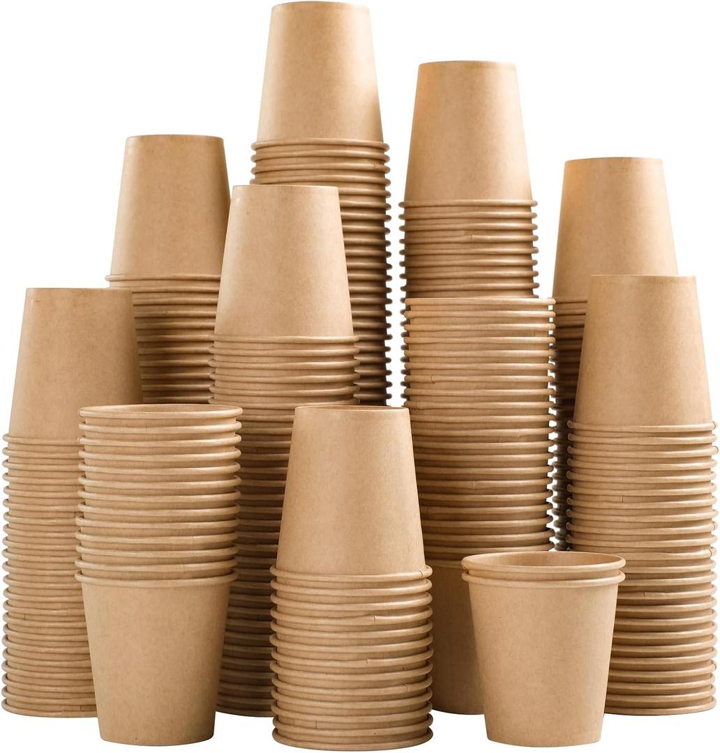 SIUQ 400 Pack 3 oz Kraft Paper Cups, Disposable Bathroom Cups, Mini Mouthwash Cups, Hot/Cold Beverage Drinking Cup for Gargle Espresso Juice Medicine (Brown)