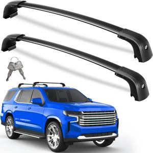 Lockable Roof Rack Cross Bars 220lbs Compatible with Chevy Suburban & Tahoe 2021 2022 2023 2024 2025 GMC Yukon XL, Cadillac Escalade ESV, Heavy Duty Aluminum Crossbars Black Luggage