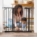 Regalo Safety 29-38.5" Baby Gate for Doorways & Bottom of Stairs, Pressure Mounted Baby Gate with Door for Babies, Toddlers & Pets, Tested & Safe for 30 Years, American Designed, American Owned, Black