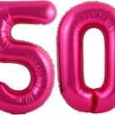 40 Inch Hot Pink 50 Number Balloons Giant Jumbo Huge 50 Foil Mylar Helium Number Digital Balloons Dark Pink Birthday Mylar Digital Balloons 50th Birthday Parth 50th Anniversary Events Party