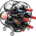 PAG 7 Bottles Freestanding Countertop Wine Rack, Metal Small Table Top Wine Rack, Drink Organizer Bottle Holder, Kitchen Organizers and Storage, Black
