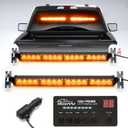 BooYu 2 in 1 Traffic Advisor Light Bar w/Digital Display Controller Windshield LED Emergency Strobe Visor Interior Safety Warning Hazard Flashing Lights for Firefighter Police Trucks Vehicles (Amber)