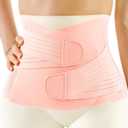 FREETOO Postpartum Belly Band Wrap for Women,Abdominal Binder Post Surgery,for Natural Delivery,C Section Belly Binder Post Partum,Stomach Binder Postpartum with Adjustable Compression,M,Pink (Pink)