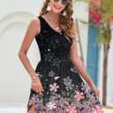 AUSELILY Womens Summer Dresses 2025 Casual Sleeveless Sundress Beach Vacation Flowy Tiered Short Dresses with Pockets (Black, L)