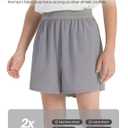 PATPAT Boys 2-in-1 Shorts, Ultra-Light Quick-Dry Mid-Thigh Athletic Shorts with Mesh Liner for Kids Running Soccer Training (7-8 Years, Vapor Gray)