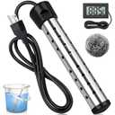 2000W Immersion Water Heater, Portable Water Heater Electric with 304 Stainless Steel Anti-scalding, Bucket Heater with LCD Thermometer, Submersible Water Heater for Bathtub Swimming Pools
