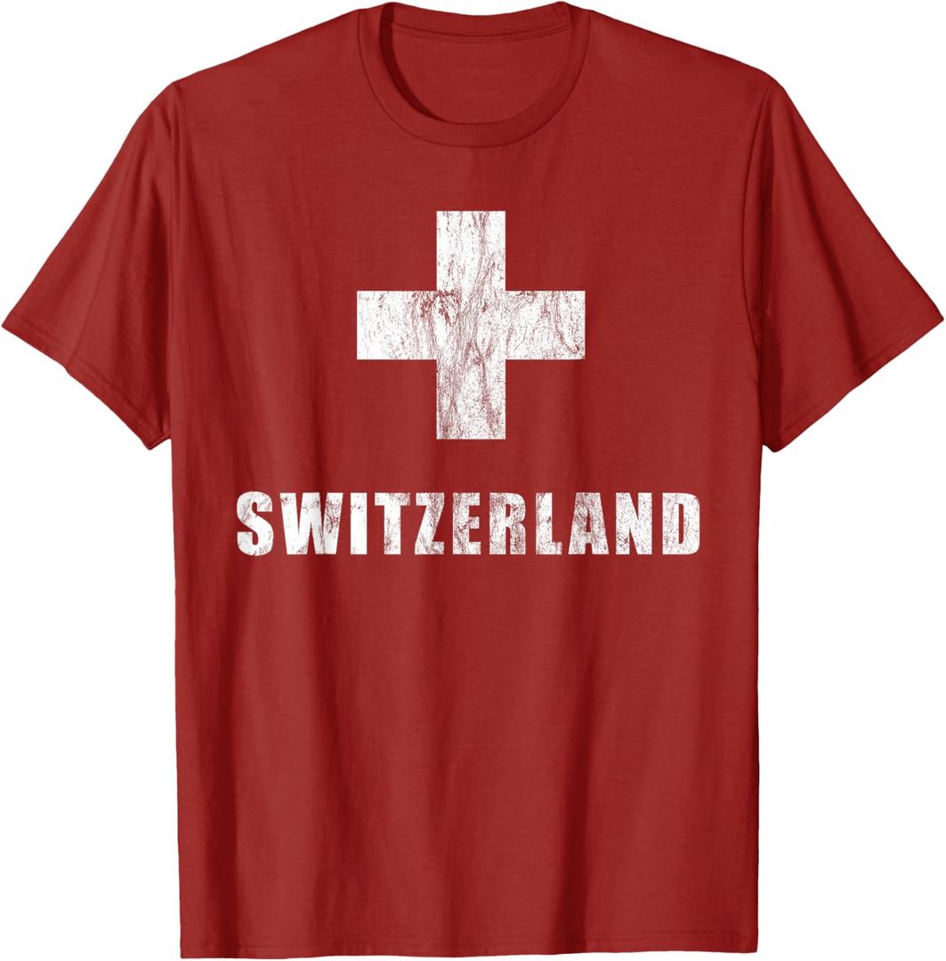 Switzerland Apparel for Swiss Retro Vintage Design Lover T-Shirt, Size: Small