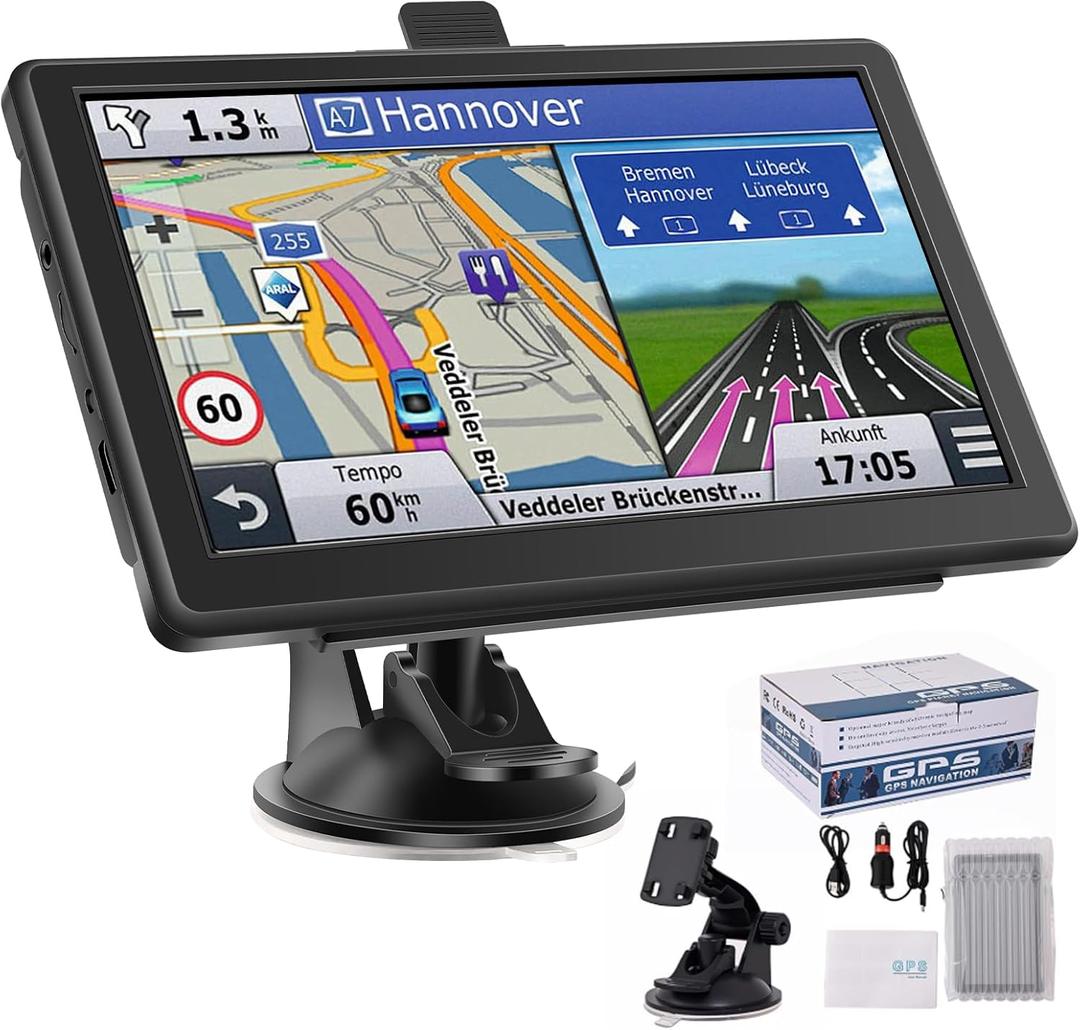 GPS Navigator for Car, Truck GPS with 7'' Touchscreen, Free Lifetime Updates, Car Navigation System with Turn-by-Turn Voice Guidance, Speed & Red Light Warning for All Cars (Black)