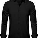 Mens Dress Shirts Stretch Slim Fit Long Sleeve Dress Shirts for Men Casual Business Regualr Fit Button Down Shirt (Black, XL)