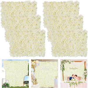 Flower Wall Backdrop Panels - 12 Pcs Ivory Flower Wall Panels Flower Wall Decor for Wedding Party Prom Valentine Decoration