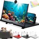 2025 Upgrade Version Mobile Phone Magnifier Projector Screen, 10" Big Screen Magnifier for Cell Phone, Foldable 3D Ultra HD Pull-Out Screen Magnifying Stand for Movies, Gaming (Black, 10in)