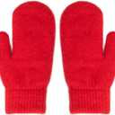 Winter Warm Mittens for Women - Cold Weather Stretch Thick Lining Knitted Gloves S/M (Red)