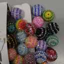 Cheriswelry 38Pcs 20mm Resin Rhinestone Beads Set Colorful Striped Bubblegum Beads Crystal Pave Disco Ball Beads 19 Colors for Jewelry Making Supplies