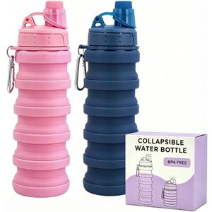Collapsible Water Bottles Travel water bottle Sports Portable Sport Water Bottle Reusable Water Bottles comes with mountaineering Buckle 500ml silicone Water-proof camping water bottle