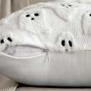 EMEMA Halloween Ghost Decorations Pillow Covers 20x20 Inch Set of 2 Fall Pillow Covers Plush Faux Fur Jacquard Cushion Covers Throw Pillows for Porch Soft Couch Holiday Festivals Home Decor
