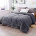 KASENTEX Super Ultra Soft Luxury Plush Sherpa Comforter, Cozy Reversible Fleece - Goose Down Alternative Fill, Machine Washable Bedding, Excalibur Grey, Twin/Twin XL Size