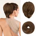 BARSDAR Hair Bun Extensions - Synthetic Fully Short Straight Ponytail Hair Bun Extensions for Women - Elastic Messy Hair Bun Scrunchies Hairpieces Daily - Dark Golden Copper