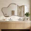 Irregular Wall Mirror, 28"x55" Asymmetrical Mirror with Metal Frame, Modern Wavy Decorative Mirrors for Bathroom, Wall Decor, Entryway, Living Room, Black