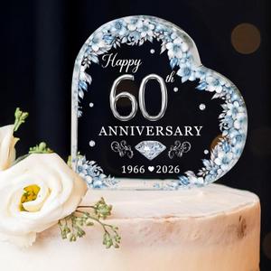 60th Wedding Anniversary Acrylic Cake Topper, 60 th Anniversary Decorations, 60 Wedding Topper, 60 Years Of Married Gifts (60th Anniversary 2026)