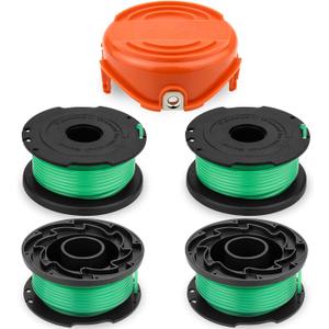 SF-080 String Trimmer Spool for Black+Decker GH3000 LST540 GH3000R LST540B Weed Eater, .080" Edger Refills Line, Auto-Feed Single Trimmer Line (4 Spool, 1 Cap)