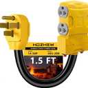 50 Amp to 20 Amp 110V RV Distribution Adapter, NEMA 14-50P to 4 X 5-20R/15R RV Generator Adapter, 4-Prong to Mutiple Household Outlet w/ 20amp Circuit Breaker, 1.5FT