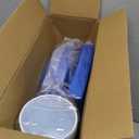 MirthMood 350 Pieces Blue Party Supplies, Disposable Dinnerware Set, Including Blue Plastic Plates and Napkins, Plastic Cutlery and 12OZ Cups