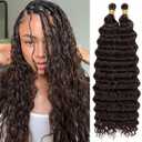 Eerya Long Curly Braiding Hair 24 Inch 2 Packs Deep Ocean Wave Crochet Hair for Black Women Deep Wave Braiding Hair for Boho Braids24 inch, #4