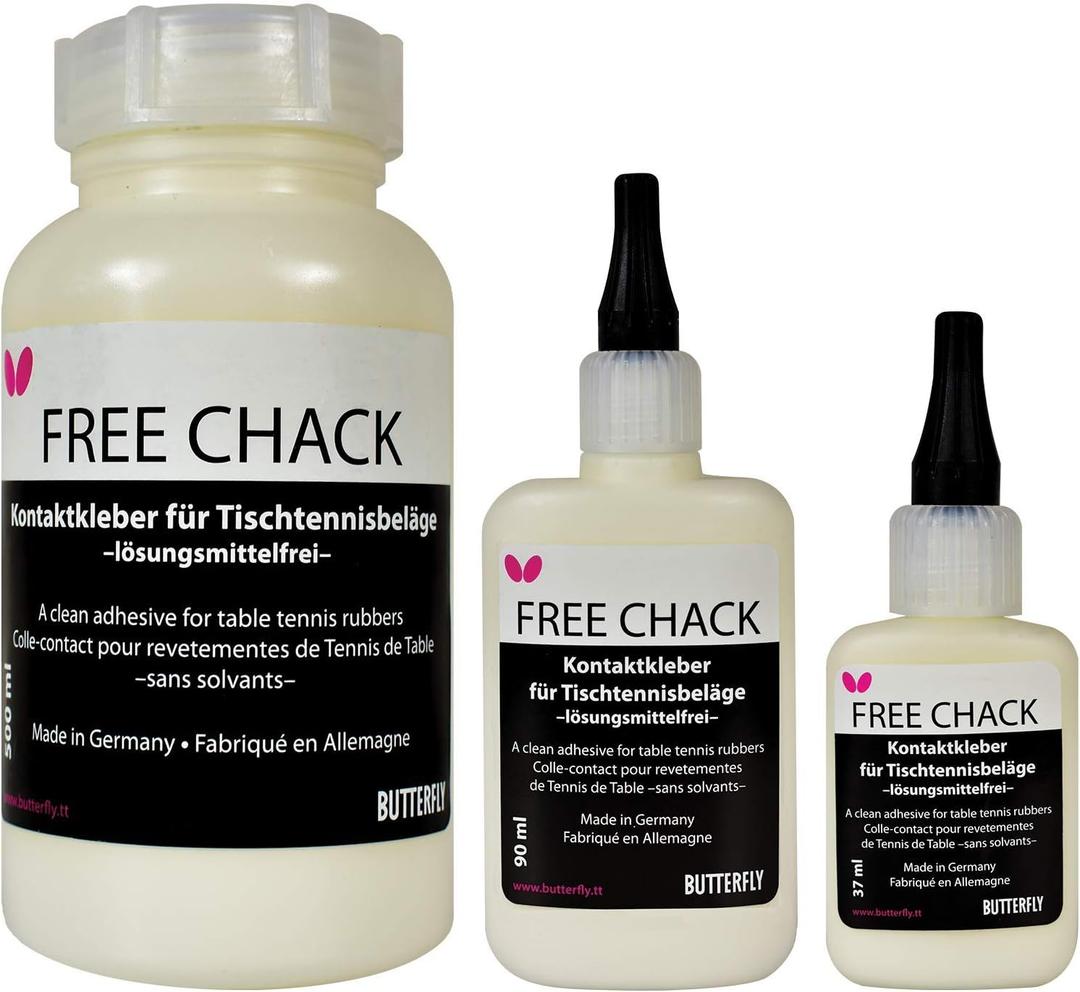 Butterfly Free Chack Table Tennis Racket Glue - Perfect for Assembling Table Tennis Ping Pong Paddle - Comes with Sponges and Application Clip to Easily Replace Table Tennis Rubber (90ml)