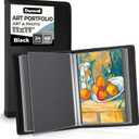Dunwell 11x17 Art Portfolio Binder with Black Mounting Paper (Black), Large Portfolio Folder for Artwork Storage, 24 Clear Plastic Sleeves, Displays 48 Pages, Acid-Free 11 x 17 Presentation Book
