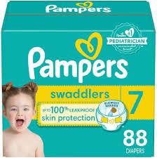 Pampers Swaddlers Diapers, Size 7 (2650 lbs), 88 Count, Absorbent, Keeps Baby Dry and Comfortable, Skin Safe Disposable Baby Diaper