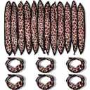 Syhood 48 Pcs Sponge Hair Rollers Soft Hair Curlers to Sleep in, Foam Heatless Overnight Pillow Curlers for Women Tousle Hair Styling Tools(Cloth Cover,Leopard)