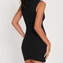 Mizoci Women's Sexy Bodycon Tank Short Dress Square Neck Club Party Mini Dresses (Black, M)