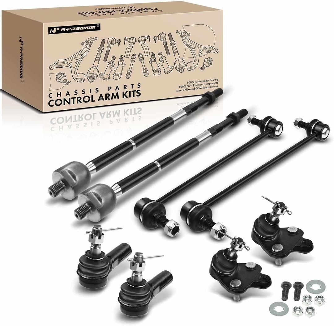 A-Premium Set of 8, Front Sway Bar Link, Lower Ball Joint, Inner & Outer Tie Rod End, Compatible with Toyota Matrix 2003-2008, Pontiac Vibe 2003-2008