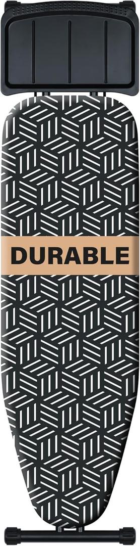 caius Ironing Board with Steam Iron Rest, 43"x13" Extra Thick Padded Cover, Compact and Space Saver Iron Board Full Size, Easy to Fold, Adjustable Height, Sturdy Metal Frame