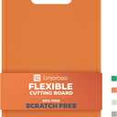 Linoroso Flexible Kitchen Cutting Board - Made from BPA Free Material - Cutting Mark Prevention, 10x14 Inches, Non-Slip Design - Easy-Care Kitchen Essential, Orange