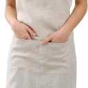 Amazhiyu Pure Linen Kitchen Apron with Pockets for Women Men Chef Cooking BBQ Crafting (Flax)